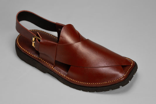 Vibram sole Round Shape Chappal (Burgundy)