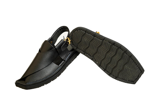 Air Kaptaan Chappal Dotted Black
