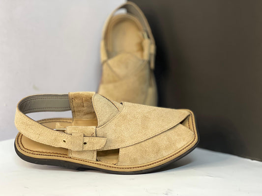 “Step into heritage” camel clr suade leather peshawar chappal handmade