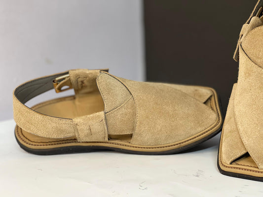 “Step into heritage” camel clr suade leather peshawar chappal handmade