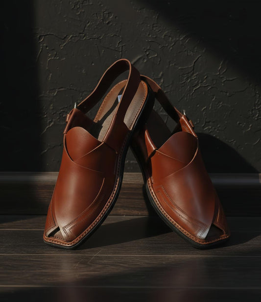 Alpha Step Peshawari Chappal Brown