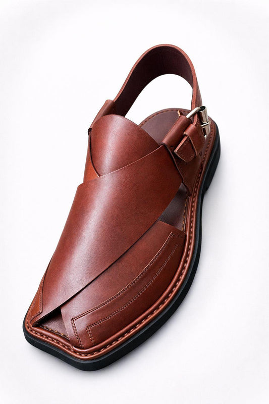 Alpha Step Peshawari Chappal Burgundy
