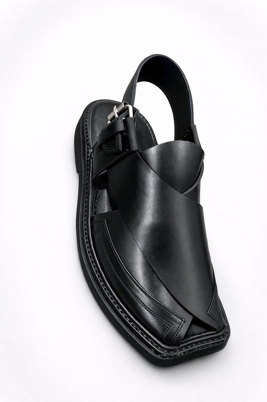 Alpha Step Peshawari Chappal Black