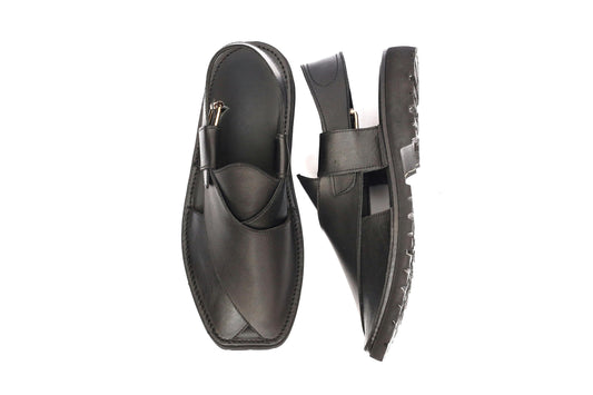 Vibram sole Round Shape Chappal (Black)