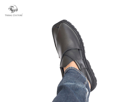 Vibram sole Round Shape Chappal (Black)