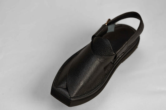 Black Dotted Kaptaan Chappal