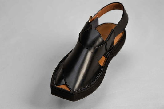 Shinny Black Kaptaan Chappal