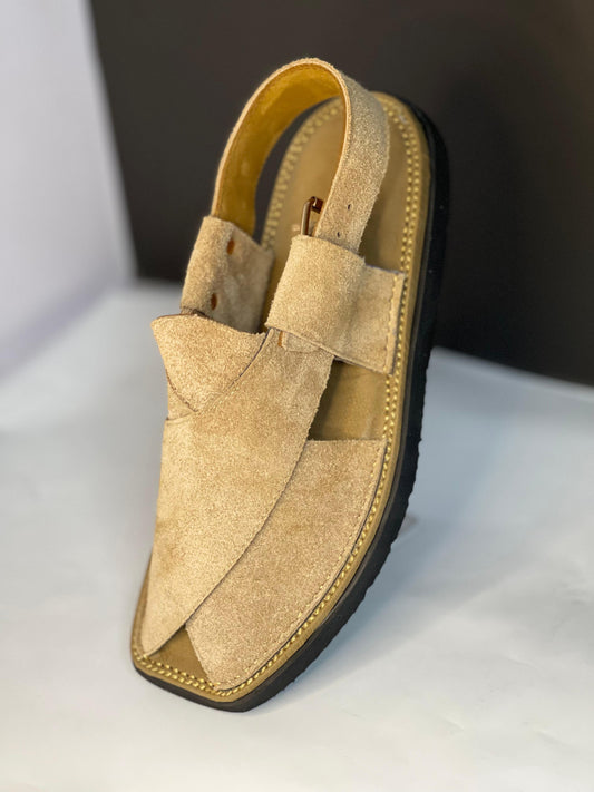 Kaptaan Chappal Ladir Fawn Suede in super light weight sole