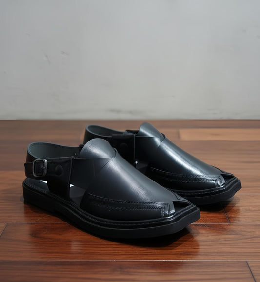 Alpha Step Peshawari Chappal Black