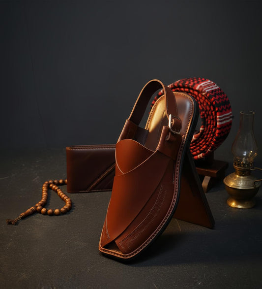 Alpha Step Peshawari Chappal Brown