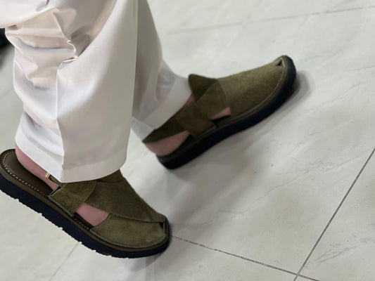 Air Kaptaan Chappal Green Suede