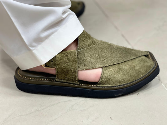 Air Kaptaan Chappal Green Suede