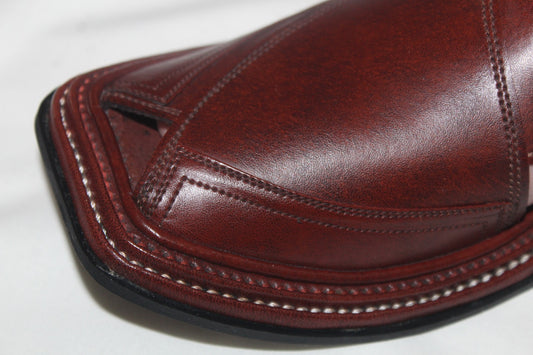 Three Gear Peshawari Chappal Burgundy