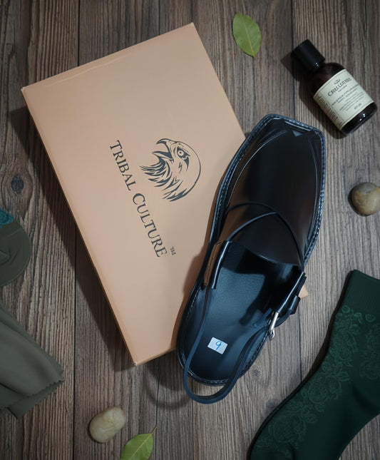 Alpha Step Peshawari Chappal Black